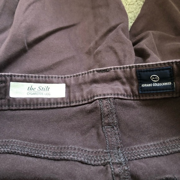 AG Adriano Goldschmied Stilt Cigarette Leg Brown Low Rise Brushed Cotton Pant 25 - Picture 6 of 8